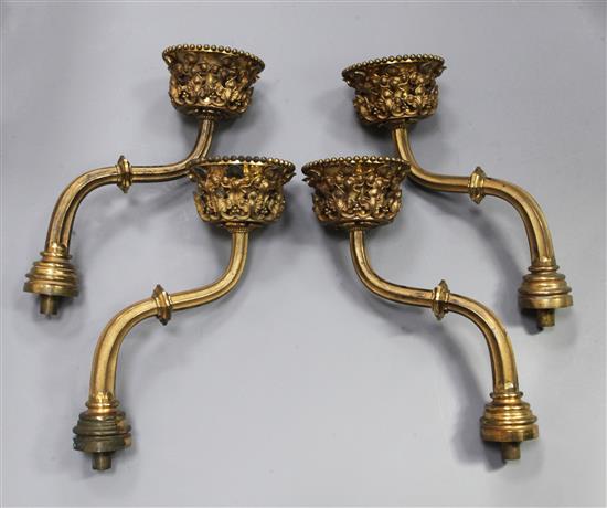 Lewis Nockalls Cottingham (1787-1847). A a set of four Gothic gilt bronze candle branches, c.1832, approx 39cm